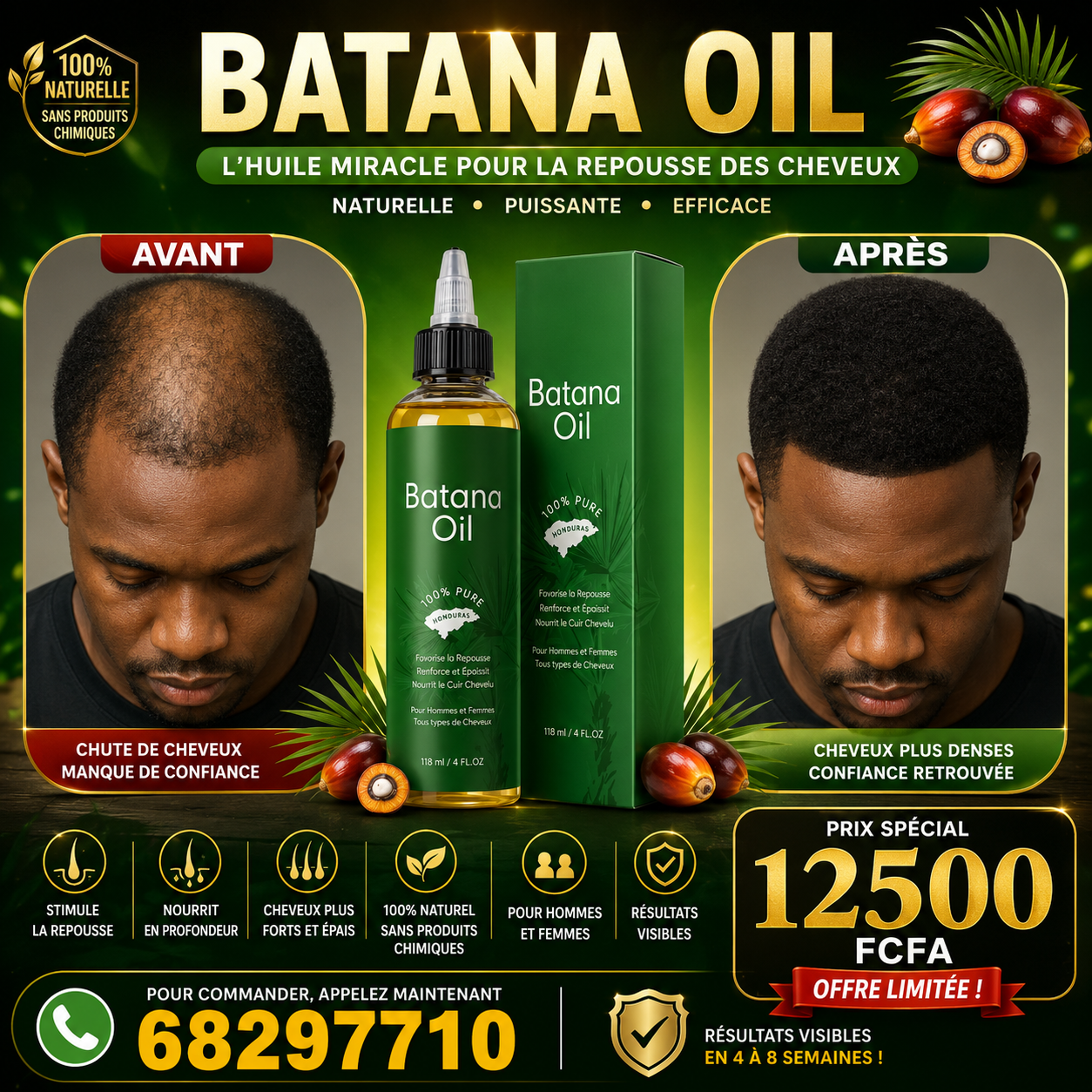 BATANA OIL 100% PUR – L'Huile Naturelle qui Révèle Toute la Beauté de Vos Cheveux