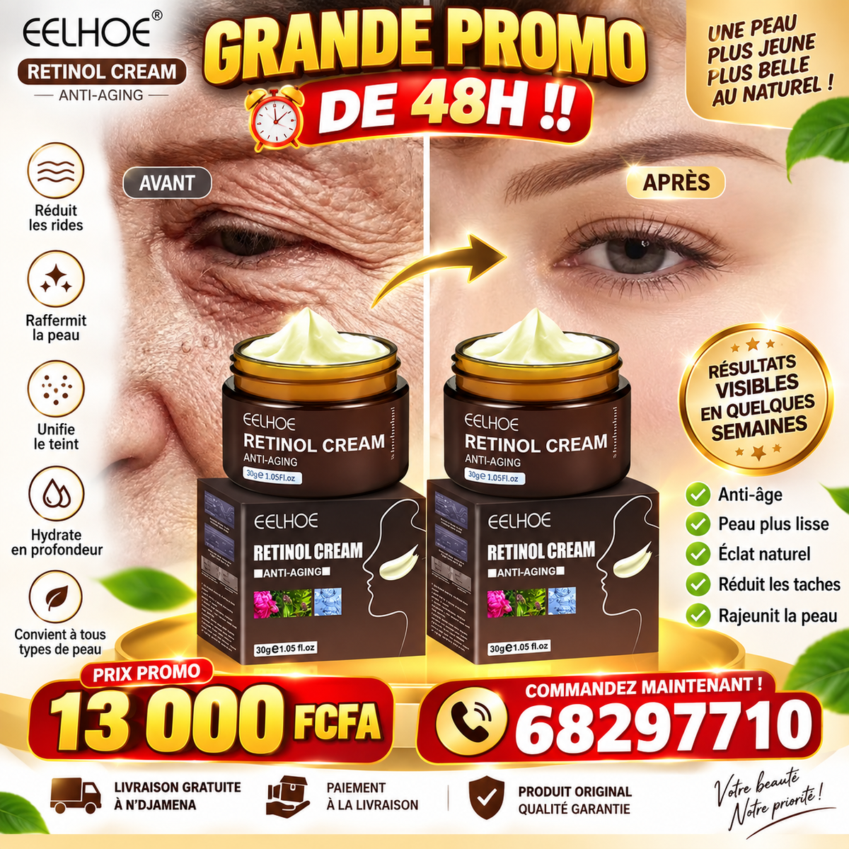 DEUX CREMES AUX AU RETINOL A 13000 FCFA