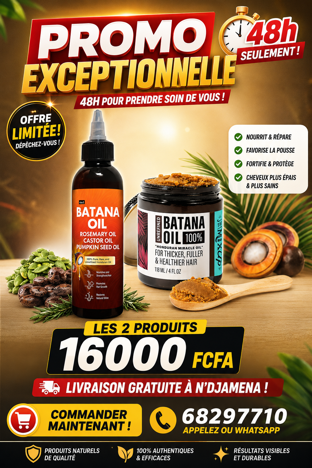 Pack Croissance Capillaire Batana Oil 100% + Huile Multi-Huiles Premium – Cheveux Plus Épais et Plus Forts
